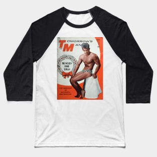 TOMORROW'S MAN - Vintage Physique Muscle Male Model Magazine Cover Baseball T-Shirt